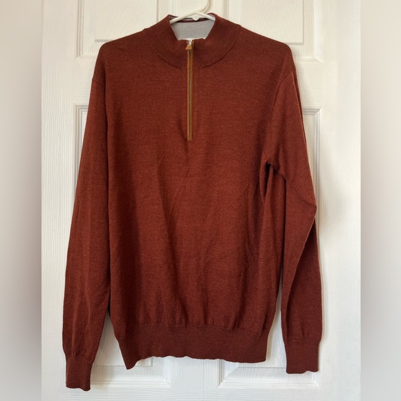 Peter Millar Wool Silk Suede Trim 1/4 Zip Sweater - M - Picture 4 of 9